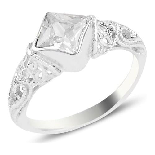 Silver 925 Sterling White Zircon Engagement Ring
