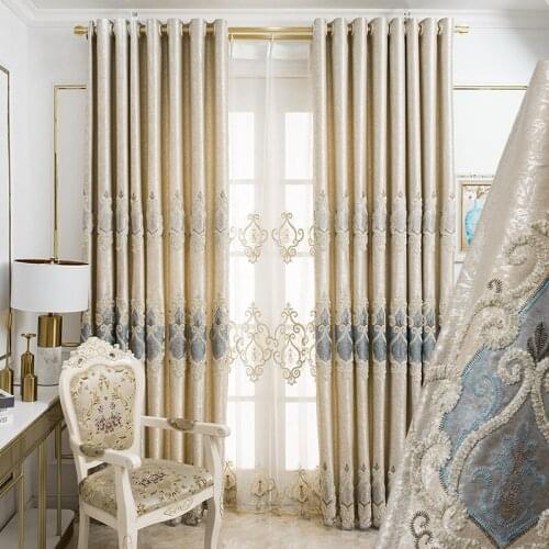 European-style Curtains High-end Luxury Atmosphere Luxury Embroidery Customization Curtains for Living Dining Room Bedroom