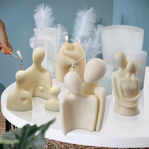 DIY Warm Hug Family Candle Silicone Mold Lovers Aromatic Plaster Soap Candle Making Wedding Gifts Craft Home Decor Supplies