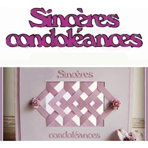 Sincères condoléances French Word Die Cuts For Card Making French Word sincères condoléances dies scrapbooking metal cutting die