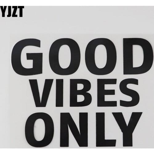 YJZT 15CM*11.6CM Funny Lovely GOOD VIBES ONLY Creative Decorative Cartoon Car Decal 13D-0024