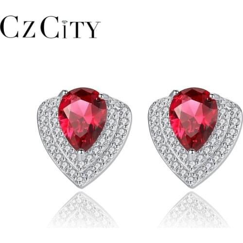 CZCITY Luxury High Quality Topaz Birthstone Stud Earrings for Women Fashion 100% 925 Silver Sterling Wedding Earrings Jewelry