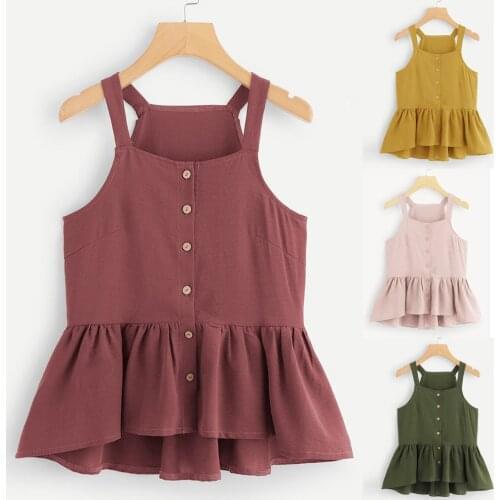 2021 Ruffles Buttons Women Tank Tops Sexy Tees Summer Camis Sleevless Casual Crop Top Ladies Solid Fashion Mini Vest Streetwear