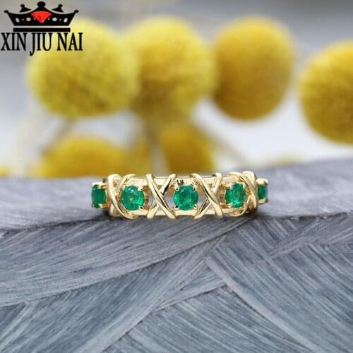 18K Gold color Green Crystal Cross Wedding For Women Bridal Zircon Gift Charms Anel Fashion Green Emerald Male Ring Jewelry
