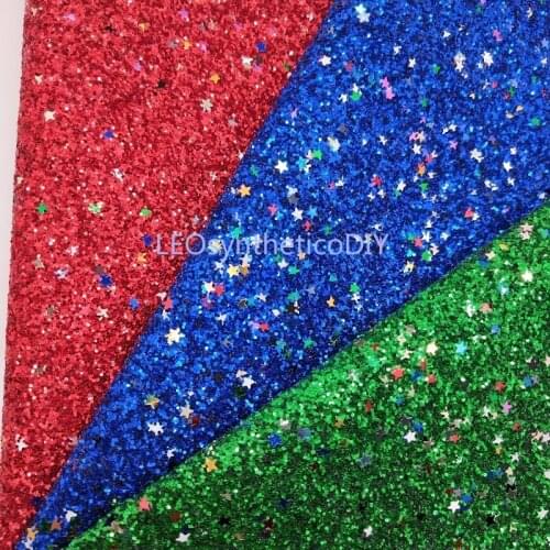1PC 21X29CM Christmas Synthetic Letaher, Cuero Sintetico Stars Glitter Fabric Leather Sheets For Bows LEOsyntheticoDIY T209A