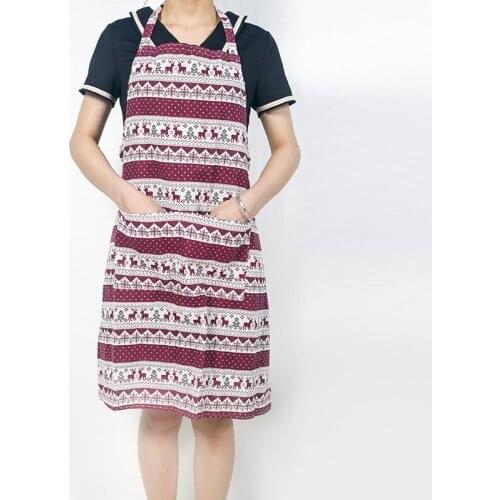 Elk Print Linen Apron Home Kitchen Restaurant Cooking Supplies Christmas Decoration