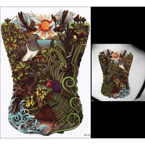 1 PC Simulation Tattoo Sticker Temporary Paste Paper Decal HB534 Women Men Lively Forest Birds Body Art Tattoo Waterproof Makeup