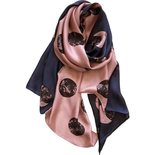 100%silk twill geometric patterns print women fashion scarf shawl pashmina 60x175cm princess blue spliced nude pink pink color