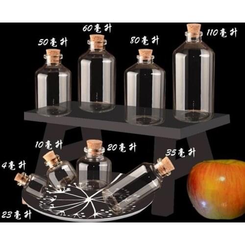 100pcs 12/15/20/22/25/30/50/70/110ML Glass Wishing Bottles with Cork Stopper Empty Spice Jars Vials Christmas Wedding gift