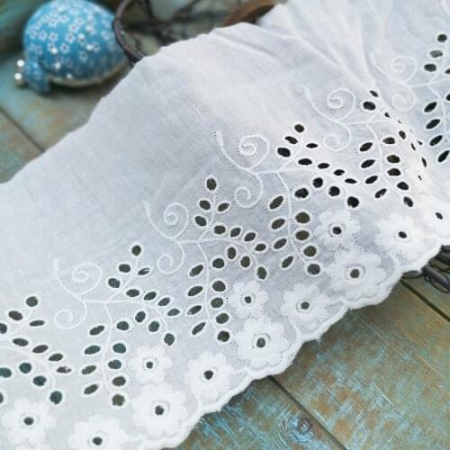 14 Yards 15cm Cotton Embroidery Lace Trim Patchwork Needlework Sewing Accessories Clothes Decoration Garment Material 224