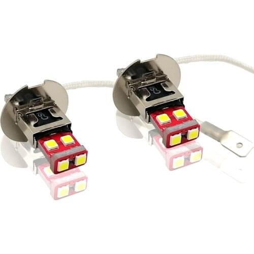 2PCS H3 6SMD 3030 Car Front Fog Light Auto H1 Led Lamp Driving Day Running Bulbs White