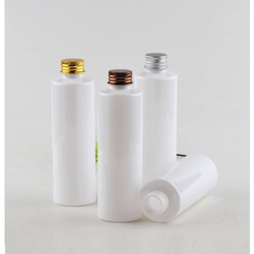 200ml empty white shampoo lotion cosmetic bottle,PET plastic container with Aluminum cap liquid soap cosmetics containers
