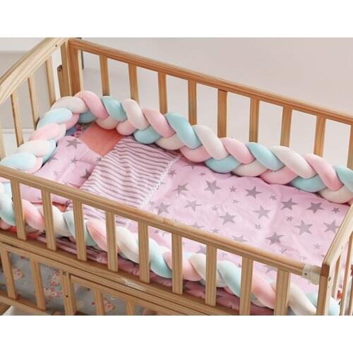 3M Length 3 Strands Knotted Braided Bumper Handmade Knot Pillow Baby Bed Bumper Knot Crib Infant Room Decor