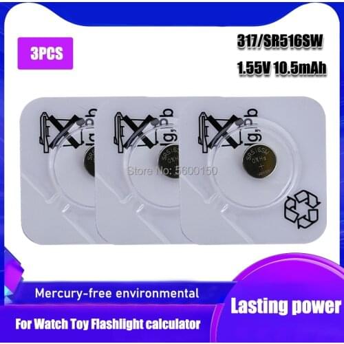 3pcs/lot FOR SEIZAIKEN 100% Original 317 SR516SW SR516 1.55V Silver Oxide Watch Battery 317 SR516SW SR516 MADE IN JAPAN