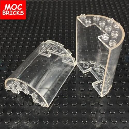 4pcs\lot round wall element 3x6x6 part NO. 87926 clear translucent MOC rebrickable building blocks toys bricks creators kids