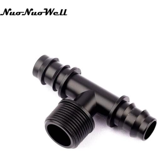 5pcs NuoNuoWell Plastic 3/4"-20mm Pipe Male Threaded Tee Barbed Connector Garden Micro Irrigation Watering PE Hose Joint