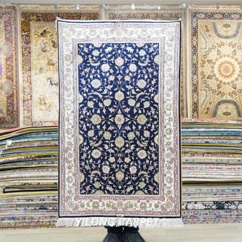 Yilong 2.5'x4' Hand Woven Turkish Silk Carpet Luxury Oriental Persian Floral Rug (HF167B)