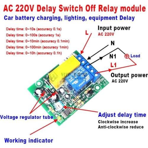 AC 220V 230V Adjustable Delay Timing Timer Delay Switch Turn Off On Board Time Relay Module Car