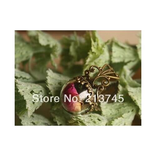 Free ship!!! Fashion 20sets half 15mm glass globe globe & bronze ring base set DIY glass cover vial pendant glass bottle