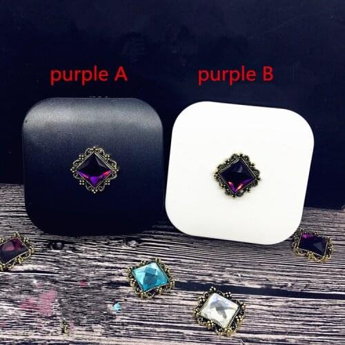 LIUSVENTINA Handmade DIY Cute Alloy Flower Purple Gemstone Contact Lens Case With Mirror Box Container for Color Lenses