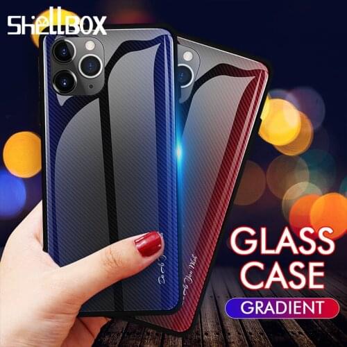 Fashion Lines Glass Case For iPhone 11 Pro Max Tempered Glass and TPU Case Protective shell Back Cover Case Coque Funda