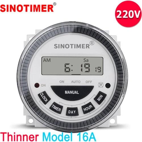 Thinner TM619 AC 220V 230V 240V Digital LCD Power Timer Programmable Time Switch Relay With UL Listed Relay 16A Easy Wiring