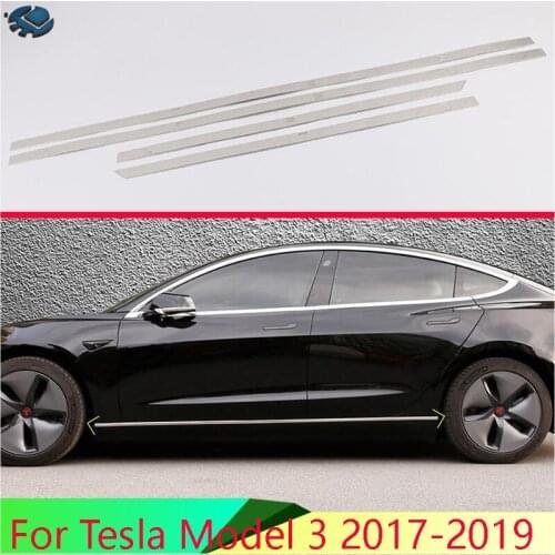 For Tesla Model 3 2017-2020 Car Accessories Stainless Steel Side Door Body Molding Moulding Trim