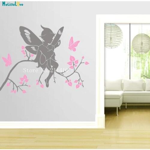 Two Color Vinyl Wall Decals Elf on a Branch Home Decoration For Living Room Bedroom Self-adhesive Unique Art Murals Gift YT566