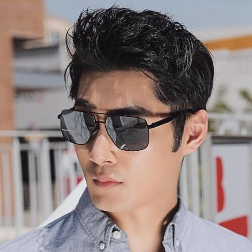 Feishini All-weather Snow Light Photochromic Sunglasses Men Polarized Night Vision Driver Glasses For Man UV Protection Square