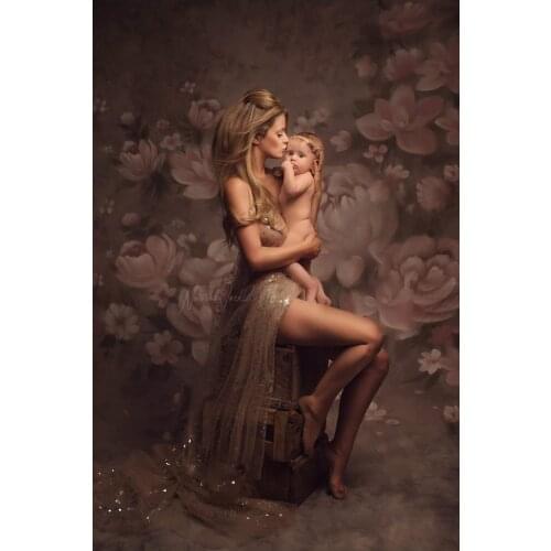 Hand Painted Muslin Flower Photography Backdrop Wedding Floral Painting Background Photo Studio Newborn Baby Portrait Backdrop