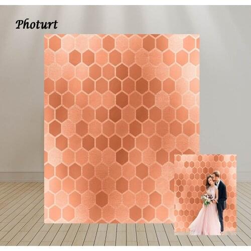 PHOTURT Rose Golden Photography Backdrop Wedding Birthday Party Background Diamond Vinyl Polyester Photo Studios Decorate Props