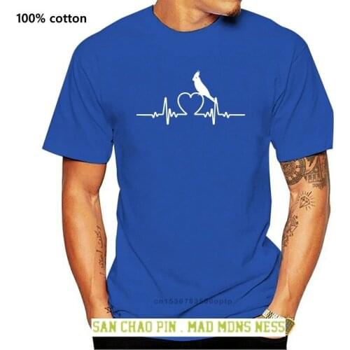 Cockatiel Shirt, Heartbeat Cockatiel Tee Shirt 2019 Flash Print Cotton Slim Fit O-Neck Printing Casual Tops