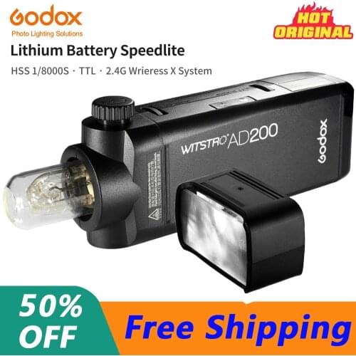 GODOX AD200 AD200Pro TTL 2.4G HSS 1/8000s Pocket Outdoor Flash Light Double Head 2900mAh 200Ws Lithium Battery Strobe