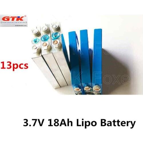 GTK 13pcs 3.7V 18Ah li polymer lithium battery high quality for 24V 48V lithium li ion battery pack DIY Ebike electric vechiles