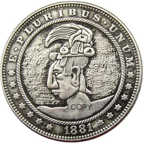 HB(115)Hobo USA 1881 Morgan Dollar skull zombie skeleton Silver Plated Copy Coins