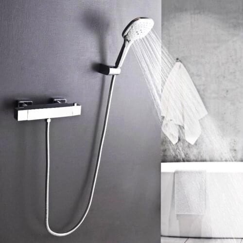 Chrome Plated Bathroom Bathtub Faucets Wall Mounted Thermostat Shower Set Cold And Hot Water Mixer thermostatic shower Faucet