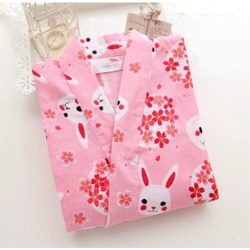 Jemmaleong Summer Traditional Japanese Kimono Loose Pajamas Set Woman Yukata Femme Floral Print Short Sleeve Homewear Cotton