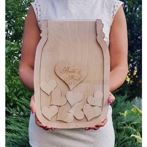 Mason Jar Wedding Guest Book Wooden Guest book Alternative Guest Book Rustic Wedding Drop Box Guestbook