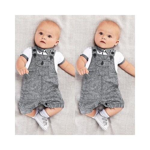 Citgeett 2PCS Set Infants Baby Boys Cloth Set T-shirt Top+Bib Pants Jumpsuit Overall Costume High Fashion Quality