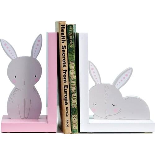 Creative cartoon rabbit bookend book by book childrens model room desktop decoration wooden ornaments