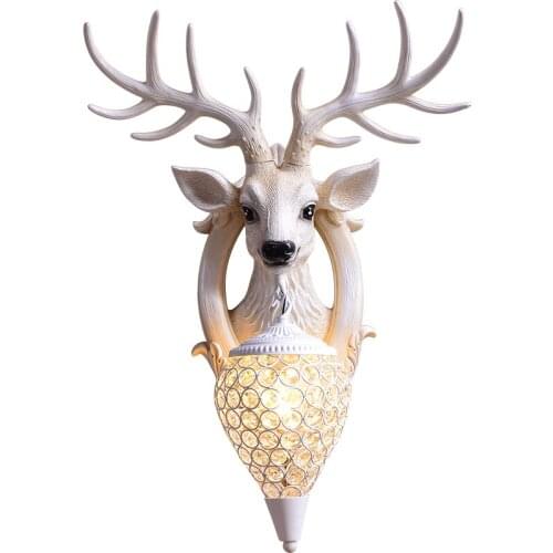 Lucky deer horn wall lamp north - style living room background wall headboard personality creative wall lamp decoration