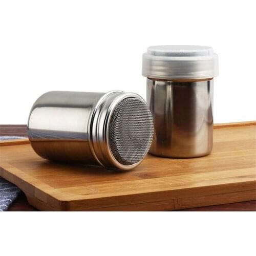 Small And Large Size Stainless Steel Chocolate Shaker Icing Sugar Powder Flour Powder Cocoa Coffee Sifter Shakers With Cover