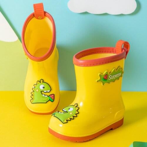 2020 Cute Cartoon Rainboots Rainy Day Toddler Baby Rain Boots Kids Boys Fashion Dinosaur Big Girls Shoes Functional Shoes