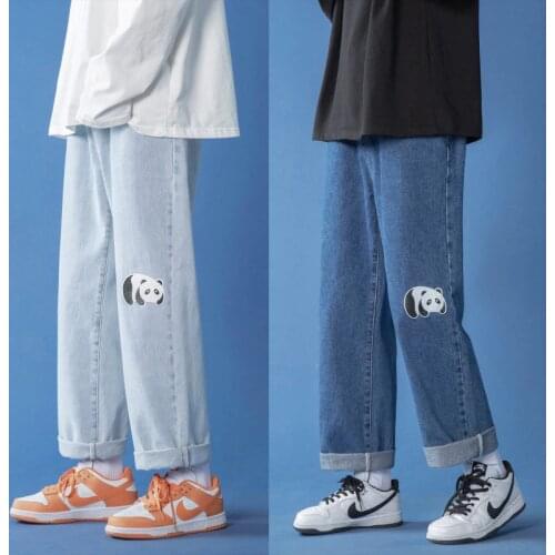 2021 Mens Loose Straight Full Length Casual Pants Trendy Stretch Slim Fit Classic Jeans Cargo Pocket Blue Biker Denim Trousers