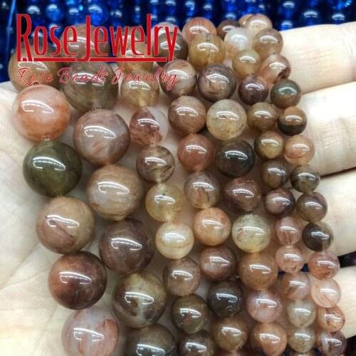 Natural Stone Beads Red Rutilated Jades Beads Loose Spacer Jades Beads 15" 6/8/10/12 mm For Jewelry Making DIY Bracelet Necklace