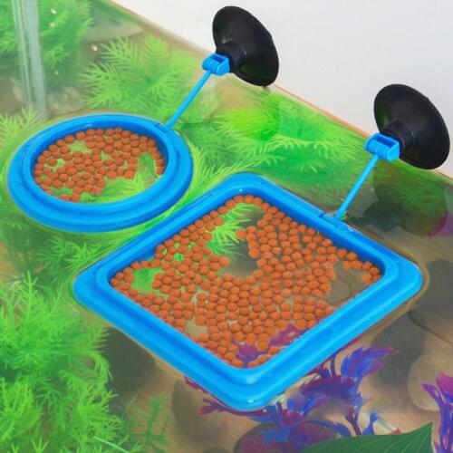 New Aquarium Feeding Ring Fish Tank Station Floating Food Tray Feeder Square Circle Accessory Water Plant Buoyancy Suction Cup
