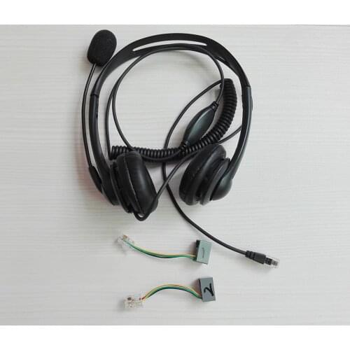NEW Professional RJ11 plug monaural call center telephones headset phone headphones mic with 2 adapters for all telephones
