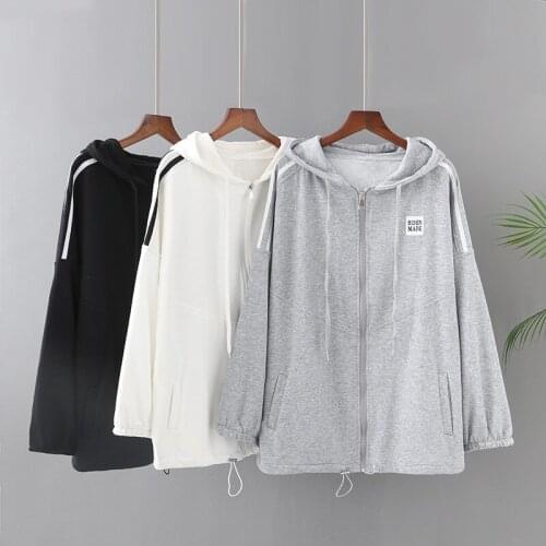 Plus Size Coat For Women In Spring And Autumn Wear Long Sleeve Hooded Zipper Casual Jacket Woven Cotton Loose Large Size Coat