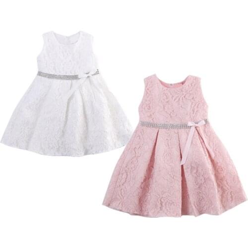 Citgeett Christmas Flower Girl Dress Lace Sleeveless Dress Formal Party Dresses Bow Princess Cute Clothing SS