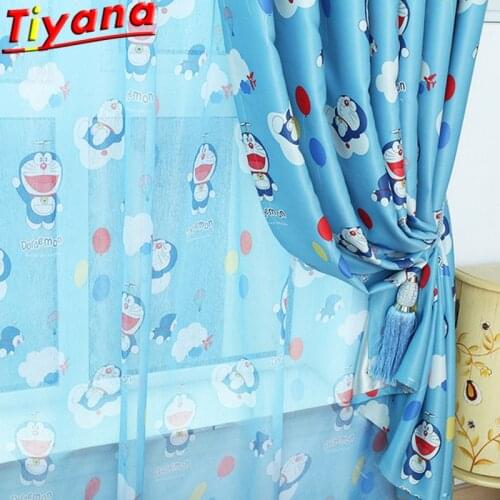 Doraemon Cartoon Curtains for Kids Room Blue Blackout Curtains for Boys Room Cute Printed Curtains for Childrens RoomHM065#40